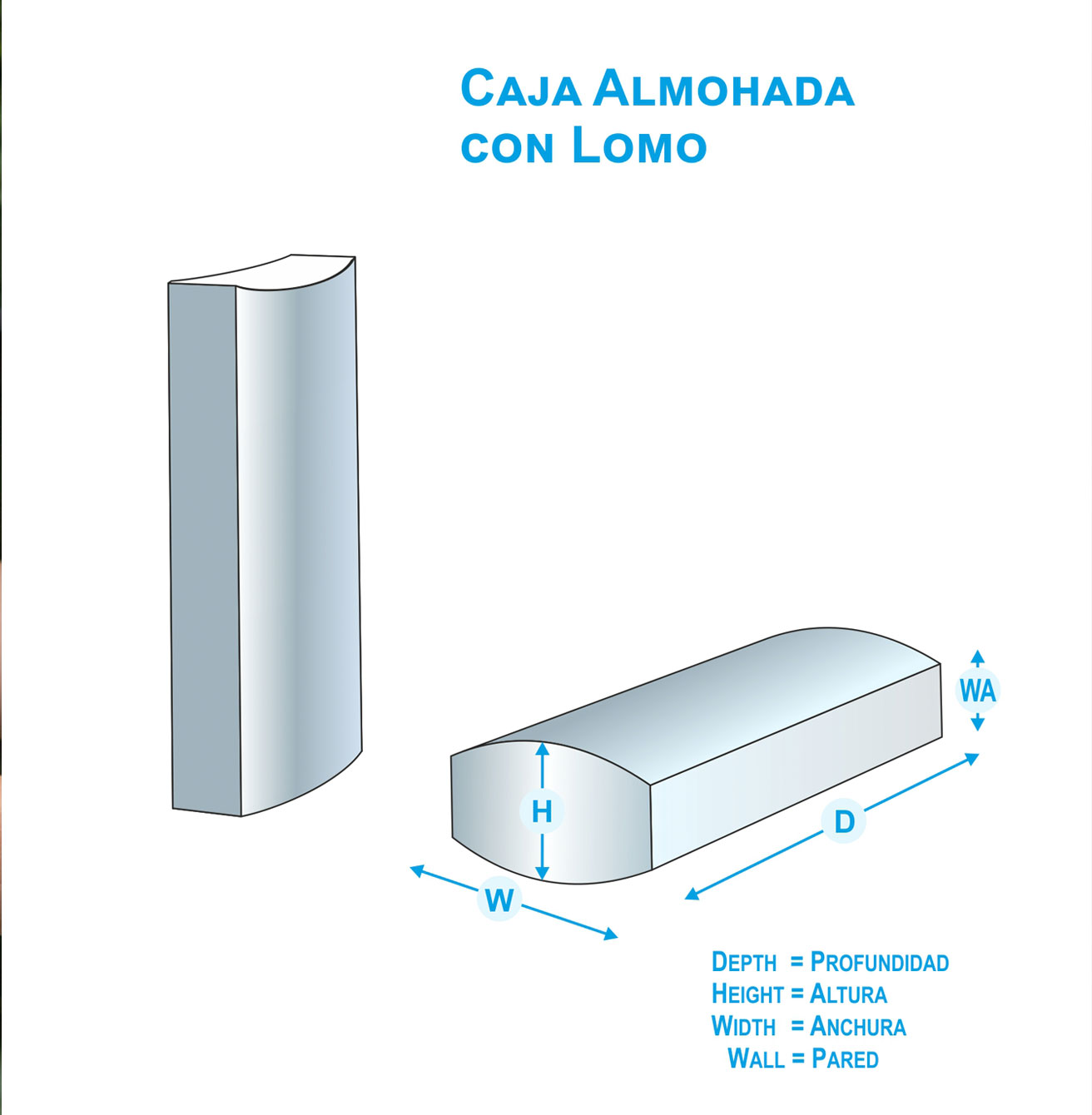 caja personalizada plagable almohada lomo
