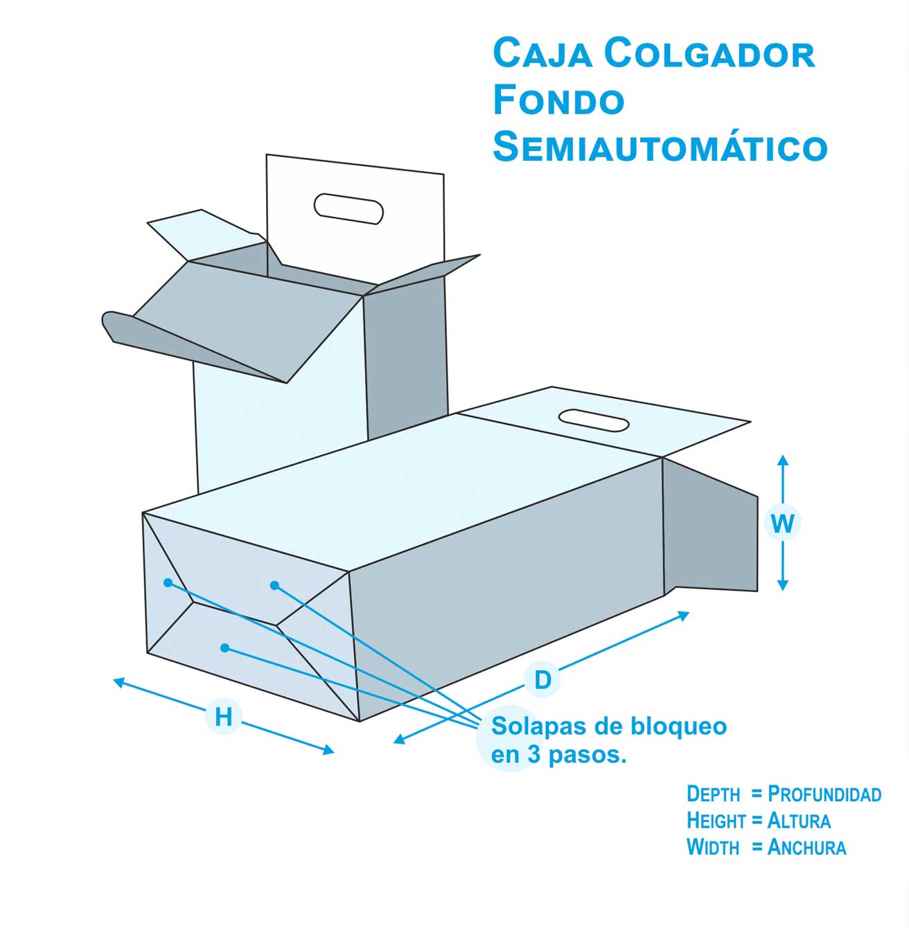 caja personalizada colgador fondo semiautomatico